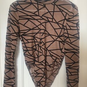 SHEIN Black and Brown Geometric Bodysuit